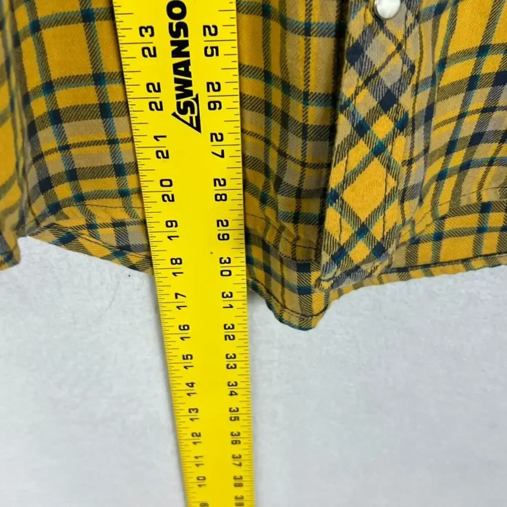 True Religion Shirt Men's Size 2XL Yellow Plaid LongSleeve Pearl Snap Flannel